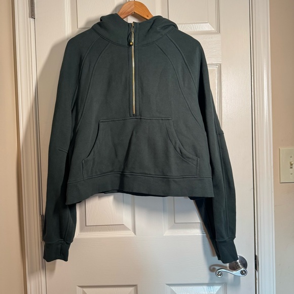 Lululemon Scuba Oversized 1/2 Zip Hoodie * Gold Zip - Dark Green  SZ XL/XXL - Picture 1 of 7